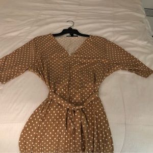 Preston & York Tan Polka Dot Midi Dress